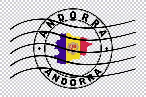 Mappa Andorra Francobolli Passaporto Postale Viaggi Francobolli Percorso Ritaglio — Foto Stock