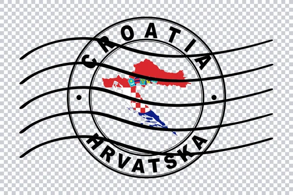 Mappa Della Croazia Francobolli Passaporto Postale Viaggi Francobolli Percorso Ritaglio — Foto Stock