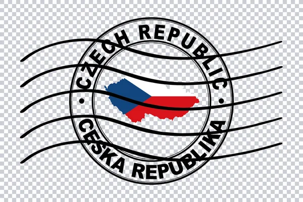 捷克共和国地图 邮政护照印章 旅行印章 裁剪路径 — 图库照片