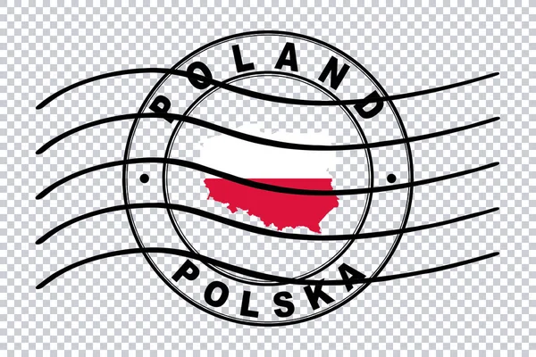 Map Poland Postal Passport Stamp Travel Stamp Clipping Path — стокове фото