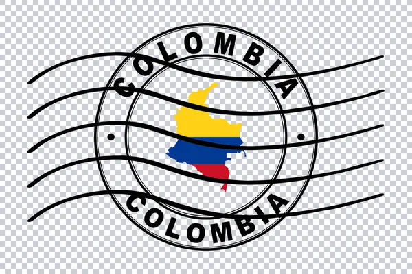 Kolumbia Térképe Postai Útlevél Bélyegző Utazási Bélyegző Vágási Útvonal — Stock Fotó