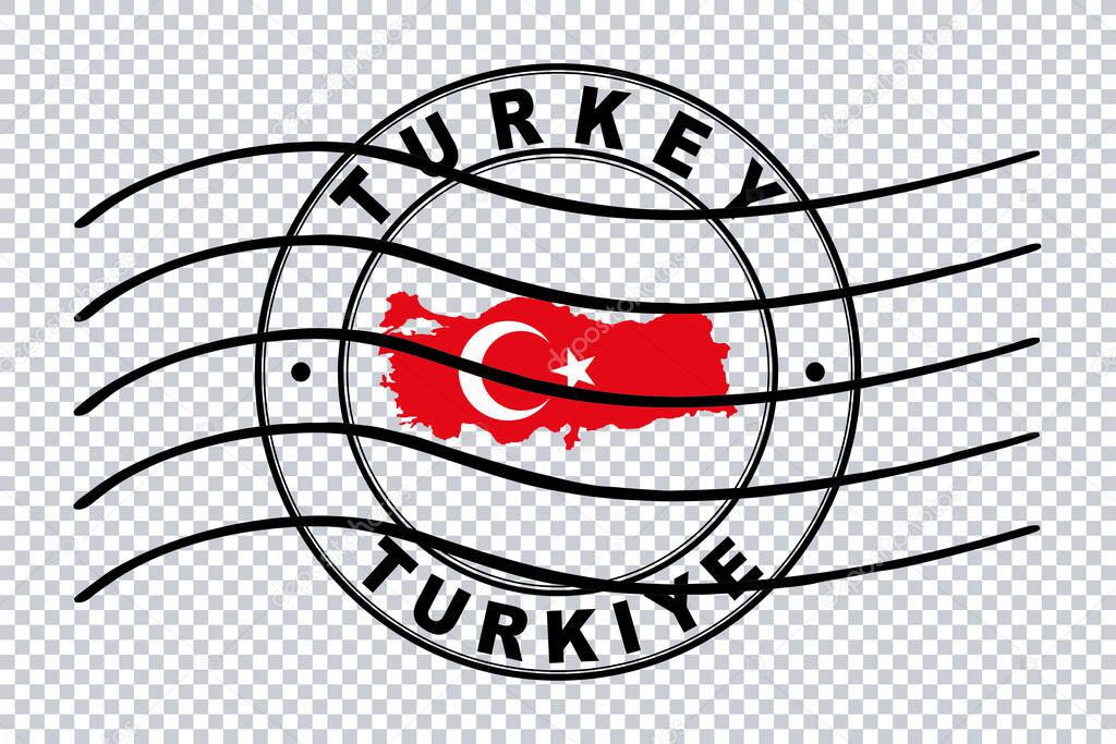 Map of Turkey, Postal Passport Stamp, Travel Stamp, Clipping path