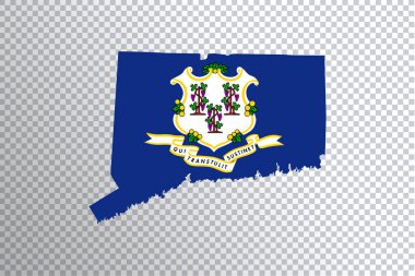 Haritada Connecticut bayrağı, şeffaf arkaplan, kırpma yolu