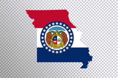 Haritada Missouri bayrağı, şeffaf arkaplan, kırpma yolu