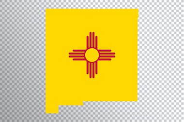 Haritada New Mexico bayrağı, şeffaf arkaplan, kırpma yolu