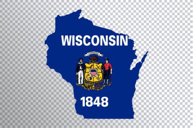 Haritada Wisconsin bayrağı, şeffaf arkaplan, kırpma yolu