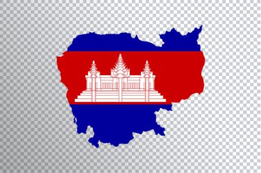 Haritada Kamboçya bayrağı, şeffaf arkaplan, kırpma yolu