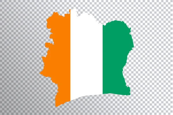 Flagge Der Elfenbeinküste Auf Landkarte Transparenter Hintergrund Clipping Path — Stockfoto