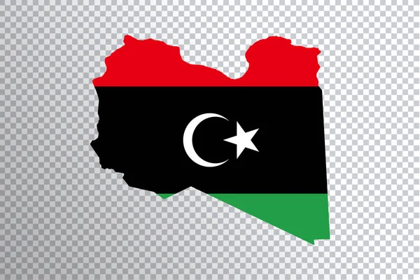 Bendera Libya Pada Peta Latar Belakang Transparan Path Kliping — Stok Foto