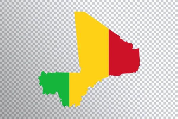 地图上的马里国旗 透明的背景 裁剪路径 — 图库照片
