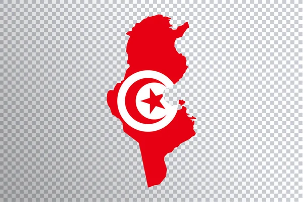 Tunisien Flagga Kartan Transparent Bakgrund Klippbana — Stockfoto