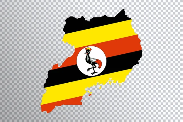 Oeganda Vlag Kaart Transparante Achtergrond Knippad — Stockfoto