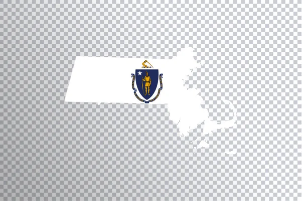 Massachusetts Flagge Auf Karte Transparenter Hintergrund Clipping Path — Stockfoto