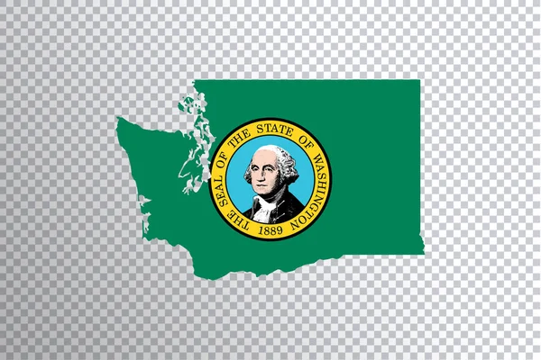 Bandiera Washington Sulla Mappa Sfondo Trasparente Percorso Ritaglio — Foto Stock