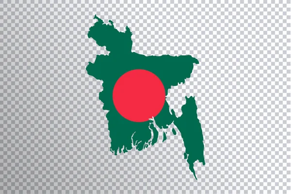 地图上的孟加拉国国旗 透明的背景 裁剪路径 — 图库照片
