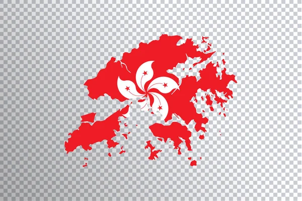 Hong Kong flag on map, transparent background, Clipping path