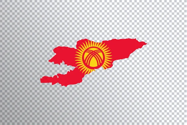 Kirgisische Flagge Auf Landkarte Transparenter Hintergrund Clipping Path — Stockfoto