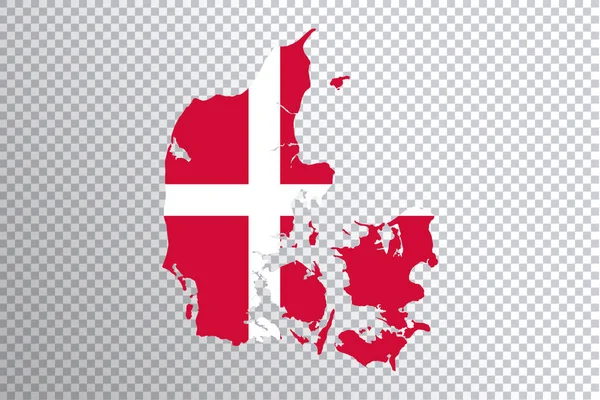 Haritada Danimarka Bayrağı Şeffaf Arkaplan Kırpma Yolu — Stok fotoğraf