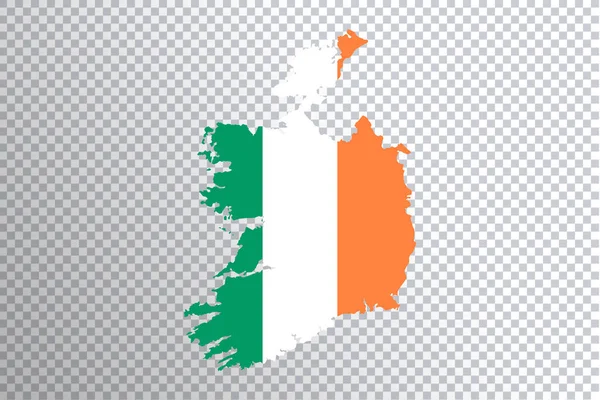 地图上的爱尔兰国旗 透明的背景 裁剪路径 — 图库照片