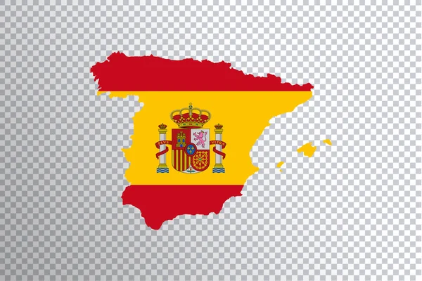 Espagne Drapeau Sur Carte Fond Transparent Sentier Coupe — Photo