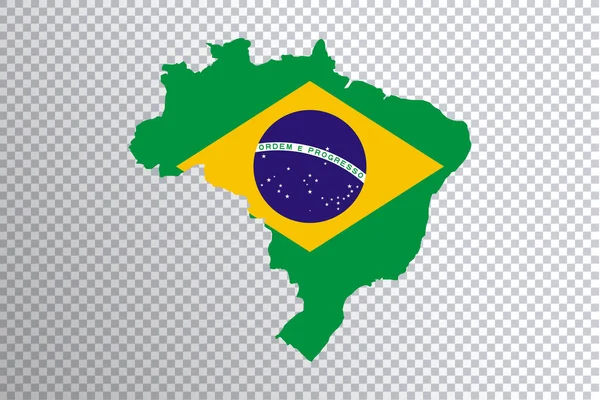 Drapeau Brésil Sur Carte Fond Transparent Sentier Coupe — Photo