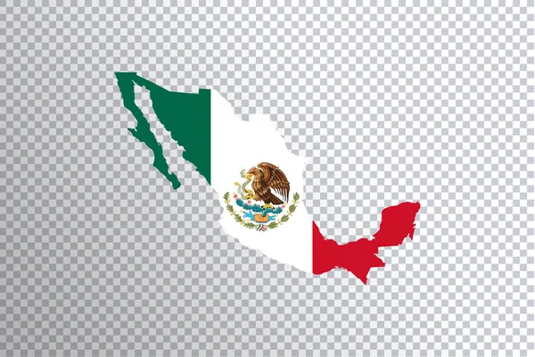 Mexiko Flagge Auf Karte Transparenter Hintergrund Clipping Path — Stockfoto
