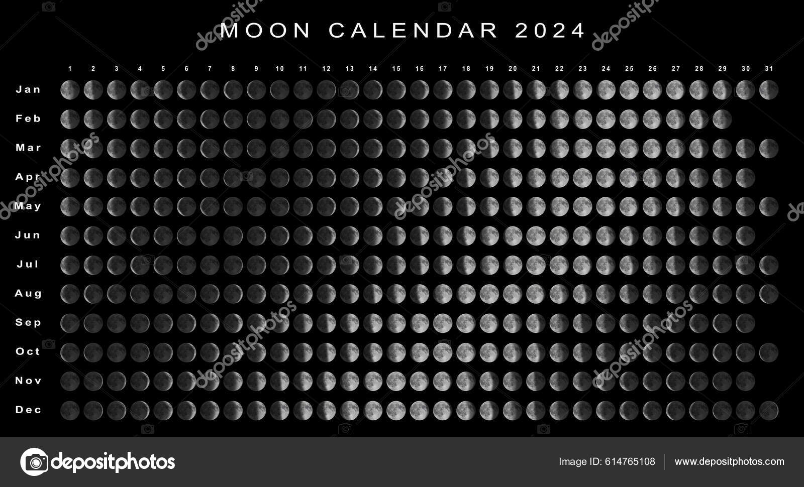 Calendario Lunar 2024 Hemisferio Norte Calendario Astrológico: fotografía  de stock © Allexxandar #614765108