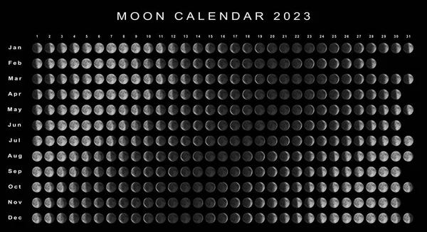 Mondkalender 2023 Nordhalbkugel Astrologischer Kalender — Stockfoto