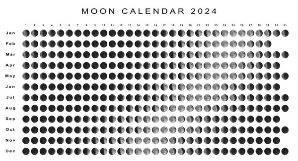 Ημερολόγιο Σελήνης 2024 Βόρειο Ημισφαίριο Αστρολογικό Ημερολόγιο — Φωτογραφία Αρχείου