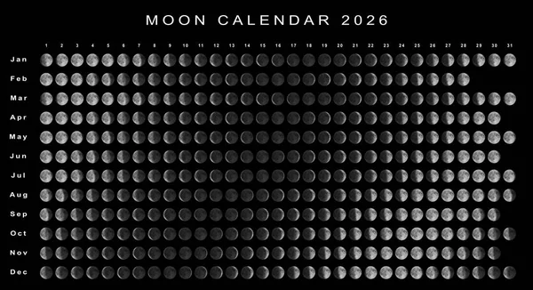 Mondkalender 2026 Nordhalbkugel Astrologischer Kalender — Stockfoto