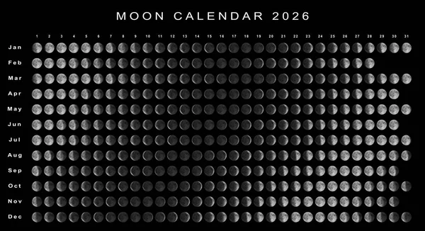 Calendário Lunar 2026 Hemisfério Norte Calendário Astrológico — Fotografia de Stock