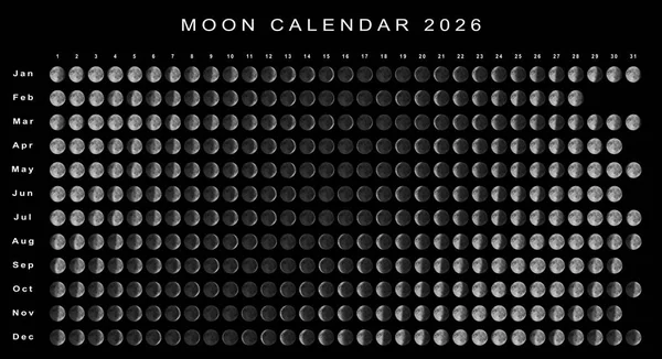 Calendário Lunar 2026 Hemisfério Sul Calendário Astrológico — Fotografia de Stock