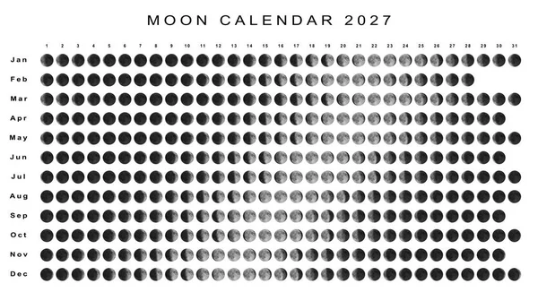 Mondkalender 2027 Nördliche Hemisphäre Astrologischer Kalender — Stockfoto