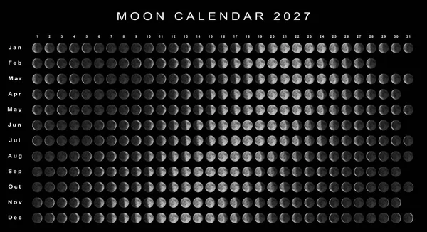 Moon Calendar 2027 Northern Hemisphere Astrological Calendar — Stock Photo, Image