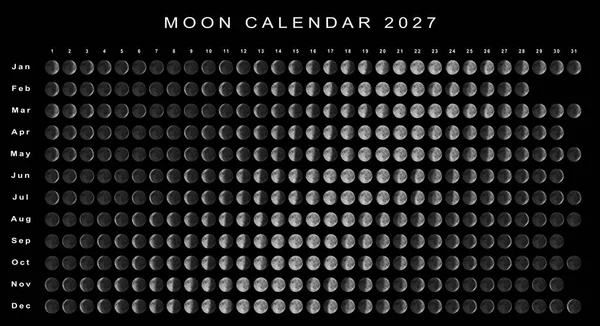 Mondkalender 2027 Südhalbkugel Astrologischer Kalender — Stockfoto