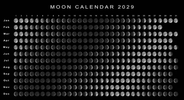 Calendário Lunar 2029 Hemisfério Norte Calendário Astrológico — Fotografia de Stock