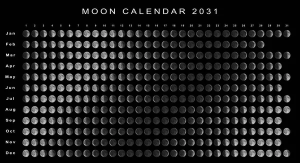 Calendário Lunar 2031 Hemisfério Norte Calendário Astrológico — Fotografia de Stock