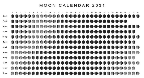 Mondkalender 2031 Südhalbkugel Astrologischer Kalender — Stockfoto
