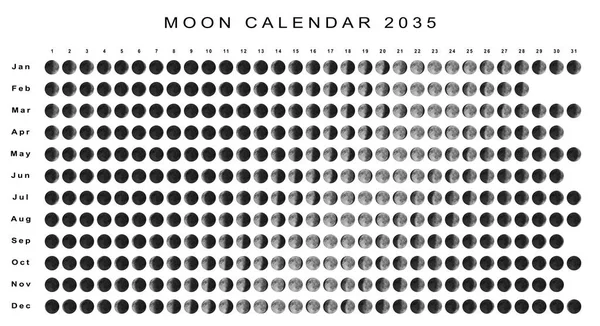Calendário Lunar 2035 Hemisfério Sul Calendário Astrológico — Fotografia de Stock
