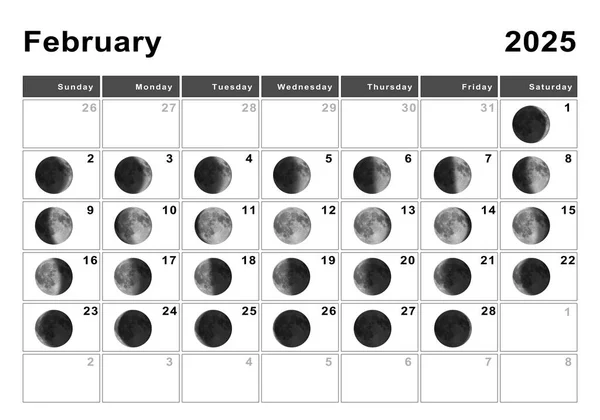2025年2月旧暦 月周期 — ストック写真