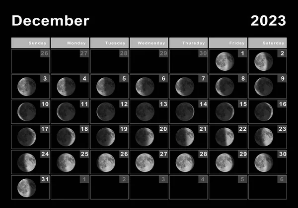 2023年12月旧暦 月周期 — ストック写真