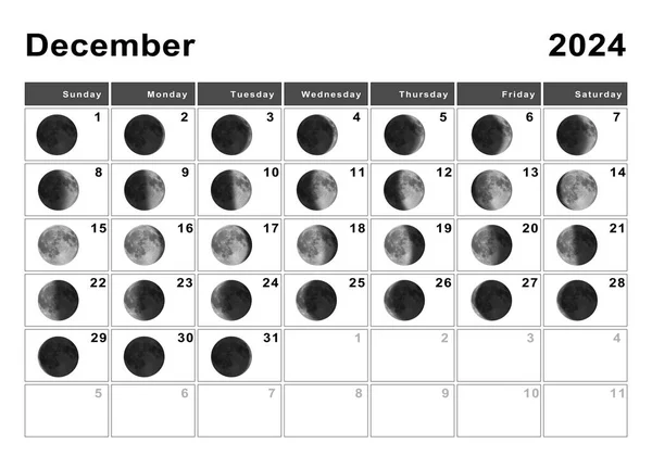 2024年12月旧暦 月周期 月の満ち欠け — ストック写真