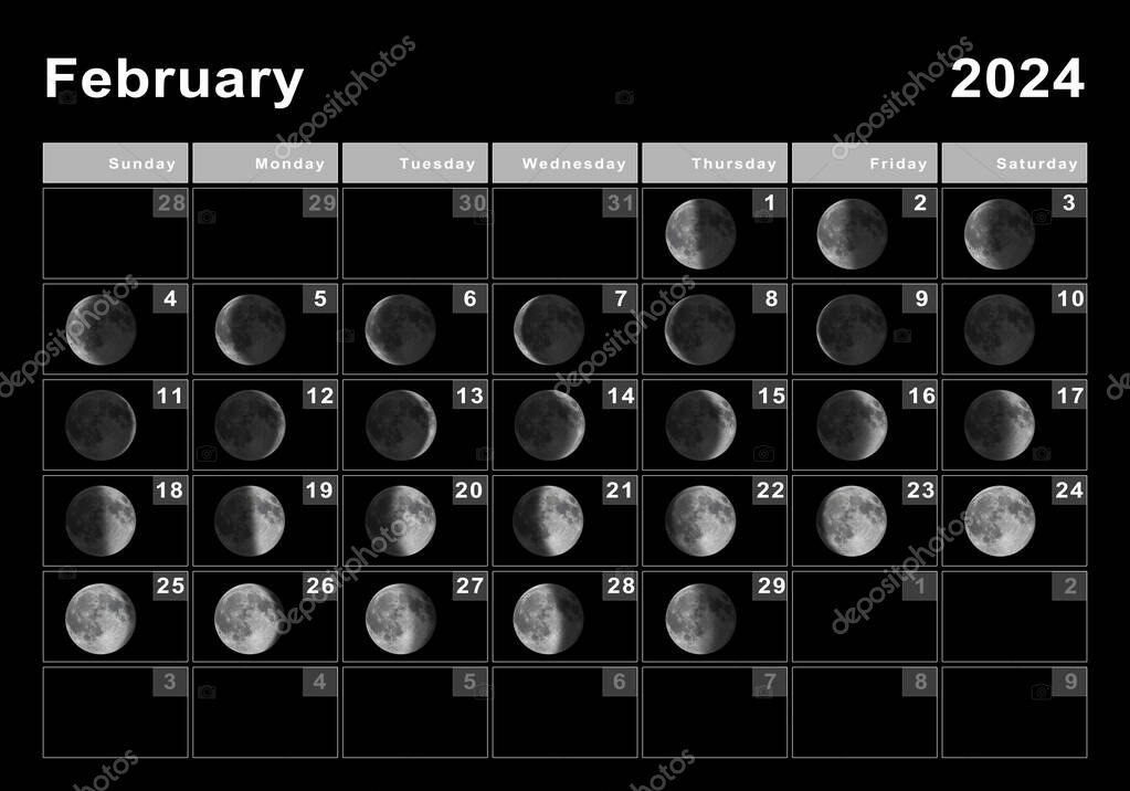 Febrero 2024 Calendario lunar, Ciclos lunares, Fases lunares 2023