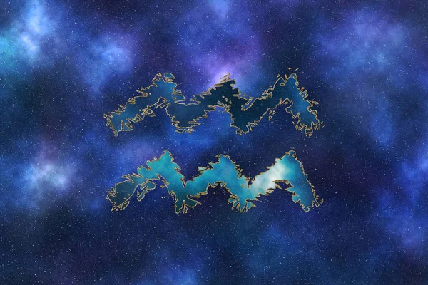 Aquarius Zodiac Sign Night Sky Background Horoscope Symbol — стокове фото