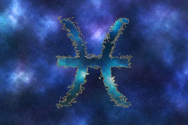 Halak Zodiákus Jel Éjszakai Égbolt Háttér Horoszkóp Szimbólum — Stock Fotó