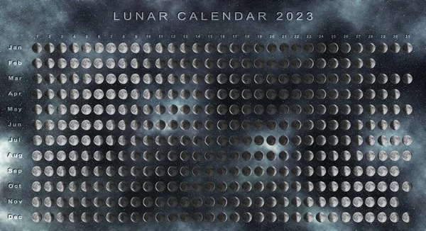 Holdnaptár 2023 Északi Félteke Asztrológiai Naptár — Stock Fotó