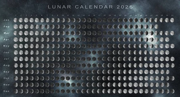 Calendário Lunar 2026 Hemisfério Sul Calendário Astrológico — Fotografia de Stock