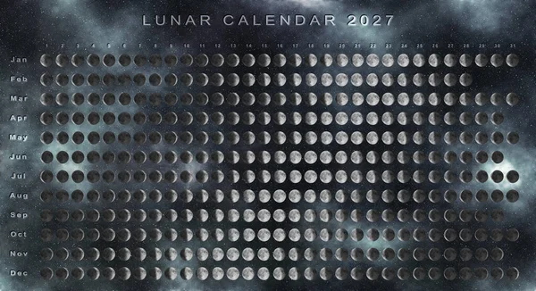 Calendário Lunar 2027 Hemisfério Norte Calendário Astrológico — Fotografia de Stock