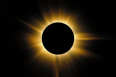 Toplam Güneş tutulması. Ay, Dünya ve Güneş arasında geçtiğinde astronomik bir fenomen.