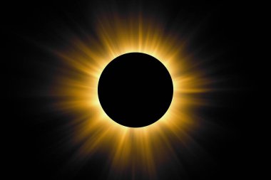 Toplam Güneş tutulması. Ay, Dünya ve Güneş arasında geçtiğinde astronomik bir fenomen.